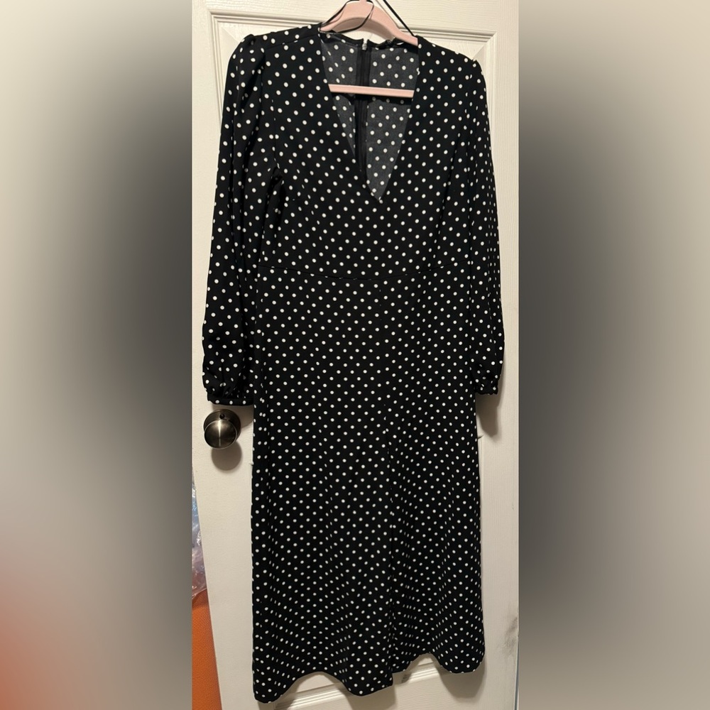 Sold—Zara polka dot print wide leg cropped jumpsuit